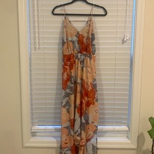 LOFT floral print maxi dress - knotted at the bottom but can be taken out!